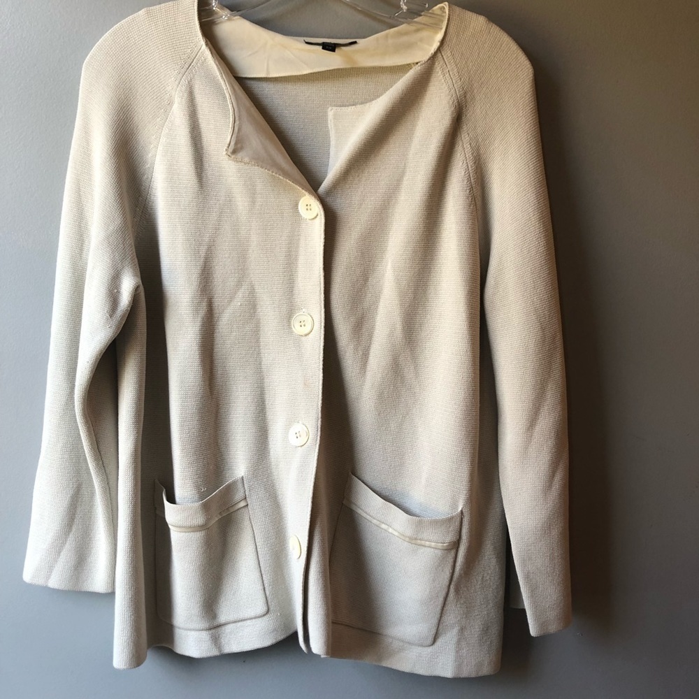 Eileen Fisher Beige Sweater 80% Silk Cotton Blend Sz S/P